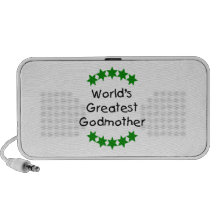 World's Greatest Godmother (green stars) Portable Speakers