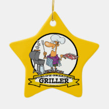WORLDS GREATEST GRILLER MEN CARTOON ORNAMENTS