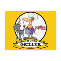 WORLDS GREATEST GRILLER MEN CARTOON POST CARDS