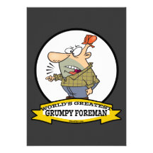 WORLDS GREATEST GRUMPY FOREMAN MEN CARTOON PERSONALISED INVITATION