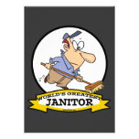 WORLDS GREATEST JANITOR II CARTOON PERSONALIZED ANNOUNCEMENT
