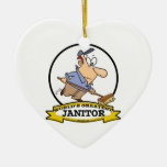 WORLDS GREATEST JANITOR II CARTOON CHRISTMAS ORNAMENTS