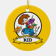 WORLDS GREATEST KID CARTOON CHRISTMAS ORNAMENT