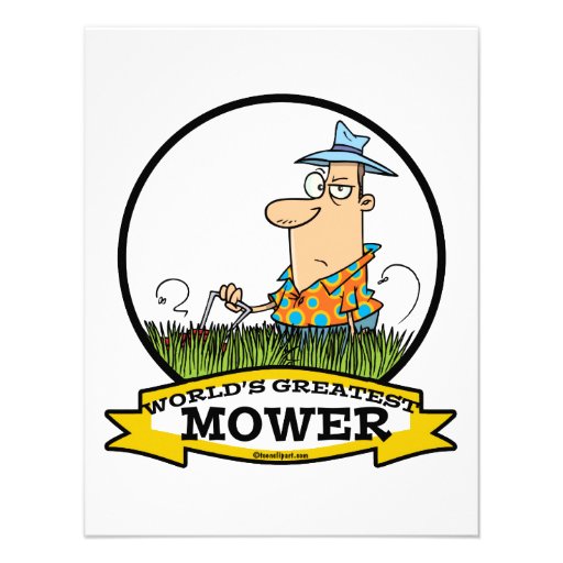 WORLDS GREATEST LAWN MOWER MEN CARTOON CUSTOM ANNOUNCEMENT