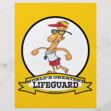 WORLDS GREATEST LIFEGUARD MEN CARTOON PERSONALISED FLYER
