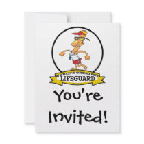 WORLDS GREATEST LIFEGUARD MEN CARTOON INVITATION