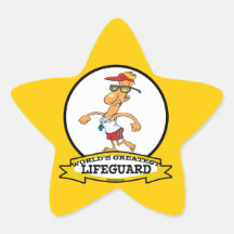 WORLDS GREATEST LIFEGUARD MEN CARTOON STAR STICKER