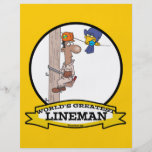 WORLDS GREATEST LINEMAN MEN CARTOON FLYER DESIGN