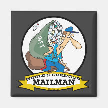 WORLDS GREATEST MAILMAN MEN CARTOON FRIDGE MAGNETS
