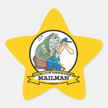 WORLDS GREATEST MAILMAN MEN CARTOON STAR STICKER