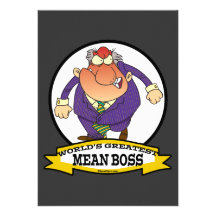 WORLDS GREATEST MEAN BOSS MEN CARTOON PERSONALIZED ANNOUNCEMENTS