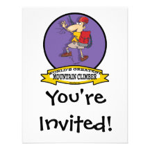 WORLDS GREATEST MOUNTAIN CLIMBER CARTOON PERSONALIZED ANNOUNCEMENT