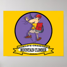 WORLDS GREATEST MOUNTAIN CLIMBER CARTOON PRINT