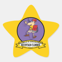 WORLDS GREATEST MOUNTAIN CLIMBER CARTOON STAR STICKER