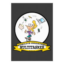 WORLDS GREATEST MULTI-TASKER WOMEN CARTOON INVITATION
