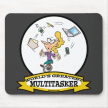 WORLDS GREATEST MULTI-TASKER WOMEN CARTOON MOUSE PAD