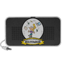 WORLDS GREATEST MULTI-TASKER WOMEN CARTOON PC SPEAKERS
