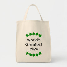 World's Greatest Mum (green stars) Tote Bag