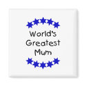 World's Greatest Mum (navy stars) magnets