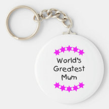 World's Greatest Mum (pink stars) Key Chains