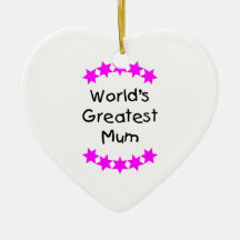 World's Greatest Mum (pink stars) Christmas Ornament
