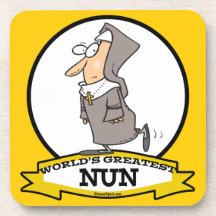 WORLDS GREATEST NUN CARTOON DRINK COASTER