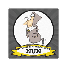 WORLDS GREATEST NUN CARTOON STRETCHED CANVAS PRINT