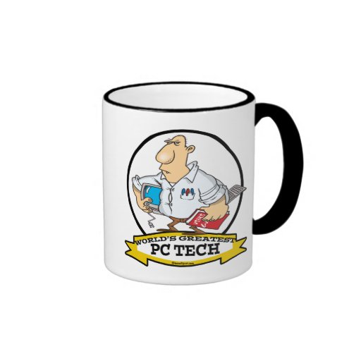 WORLDS GREATEST PC TECH MEN CARTOON COFFEE MUG