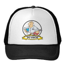 WORLDS GREATEST PC TECH MEN CARTOON TRUCKER HAT
