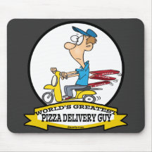 WORLDS GREATEST PIZZA DELIVERY GUY CARTOON MOUSEPAD