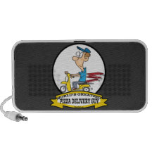 WORLDS GREATEST PIZZA DELIVERY GUY CARTOON LAPTOP SPEAKER
