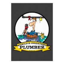 WORLDS GREATEST PLUMBER IV MEN CARTOON INVITATIONS