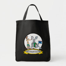 WORLDS GREATEST PROCRASTINATOR MEN CARTOON TOTE BAGS