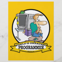 WORLDS GREATEST PROGRAMMER MEN CARTOON FULL COLOR FLYER