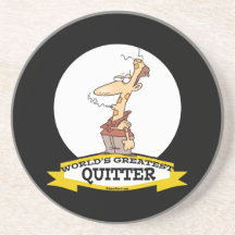 WORLDS GREATEST QUITTER SMOKER CARTOON BEVERAGE COASTERS