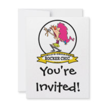WORLDS GREATEST ROCKER CHIC CARTOON PERSONALIZED ANNOUNCEMENT