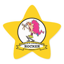 WORLDS GREATEST ROCKER FEMALE CARTOON STICKER