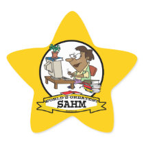 WORLDS GREATEST SAHM WOMEN CARTOON STAR STICKERS