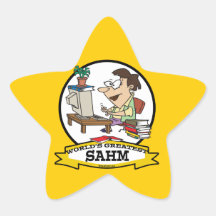 WORLDS GREATEST SAHM WOMEN II CARTOON STAR STICKER