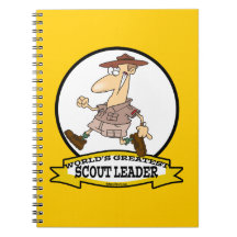 WORLDS GREATEST SCOUT LEADER MEN CARTOON SPIRAL NOTEBOOKS