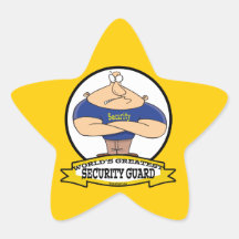 WORLDS GREATEST SECURITY GUARD MEN CARTOON STAR STICKER