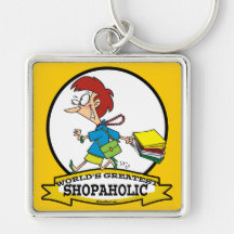 WORLDS GREATEST SHOPAHOLIC WOMEN CARTOON KEY CHAINS