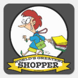 WORLDS GREATEST SHOPPER WOMEN CARTOON STICKER