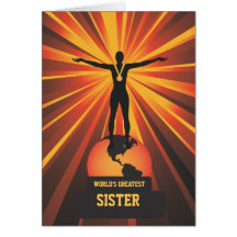 Worlds Greatest Sister Golden Award Greeting Cards