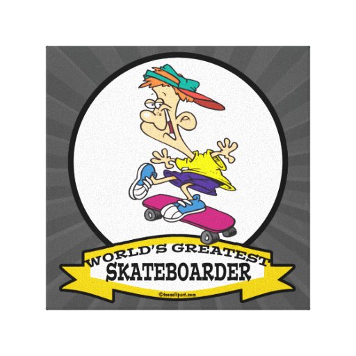WORLDS GREATEST SKATEBOARDER CARTOON CANVAS PRINTS
