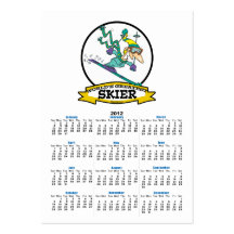 WORLDS GREATEST SKIER MEN CARTOON BUSINESS CARD TEMPLATE