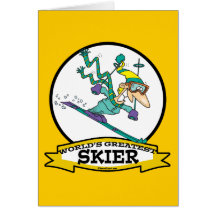 WORLDS GREATEST SKIER MEN CARTOON GREETING CARD