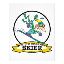 WORLDS GREATEST SKIER MEN CARTOON PERSONALIZED ANNOUNCEMENT