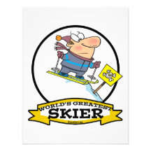 WORLDS GREATEST SKIER MEN CARTOON PERSONALIZED INVITATIONS