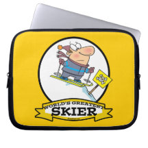 WORLDS GREATEST SKIER MEN CARTOON LAPTOP SLEEVE